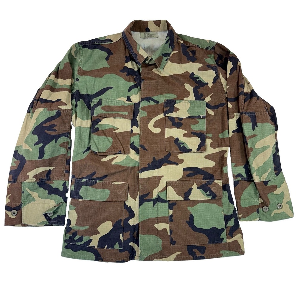 Vintage 90s US Military BDU Woodland Camo Combat Field Coat Jacket Medium